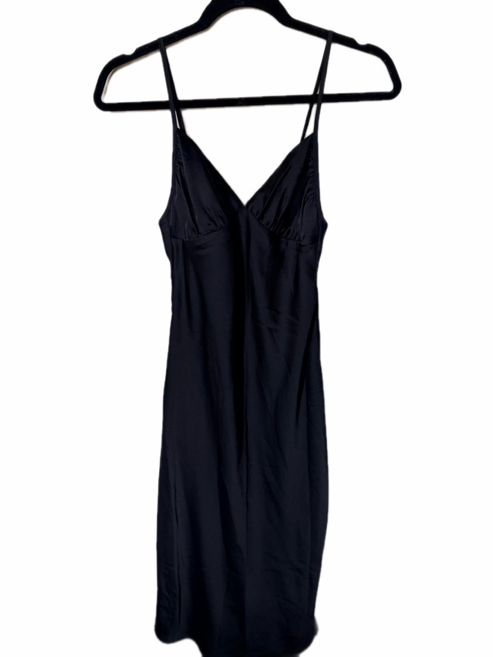 Abercrombie black satin midi slip dress XXSP